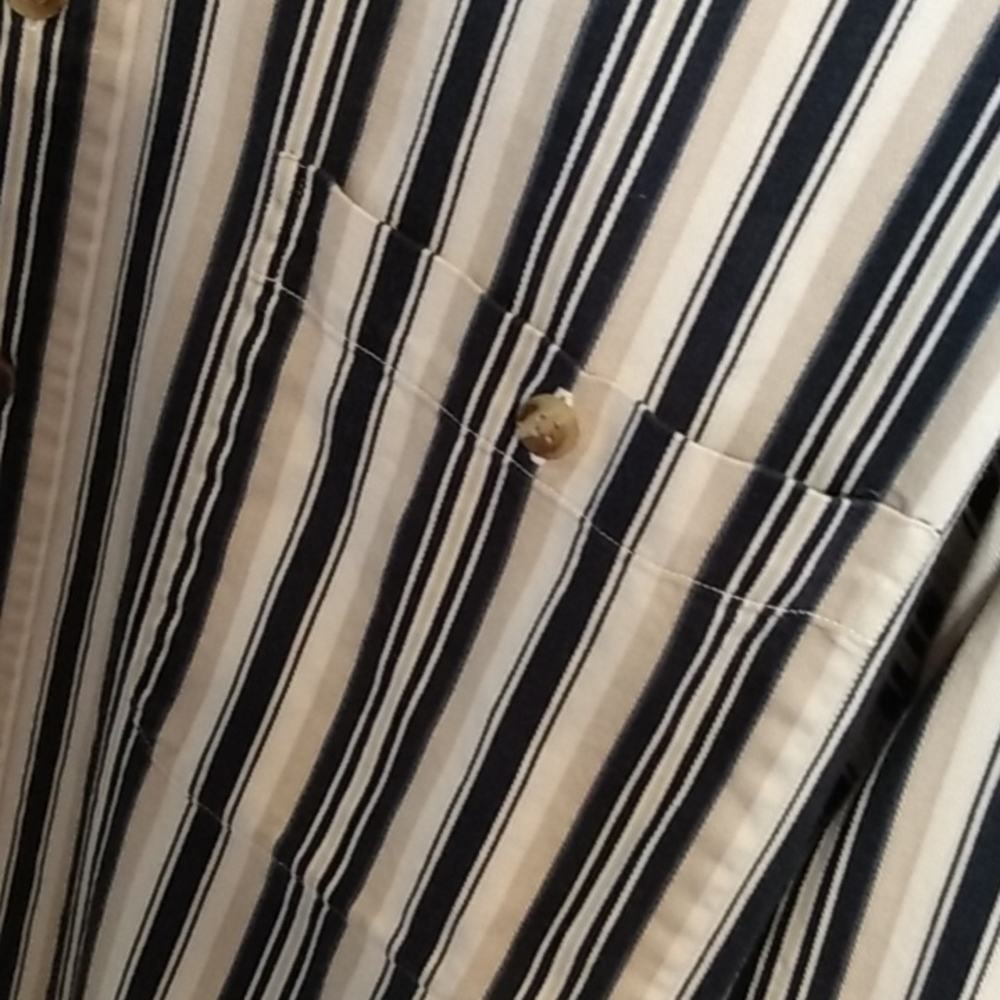 Roundtree & Yorke Mens Classic‎ Fit Striped Button Down Shirt Size M - Picture 3 of 10